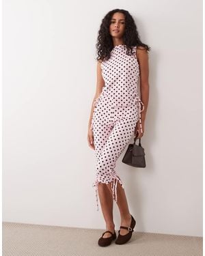 ASOS Polka Dot Tie Side Capris - Pink