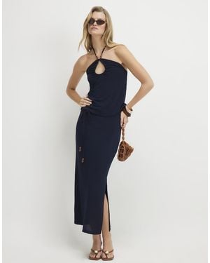 River Island Beaded Tie Midi Skirt - Blue