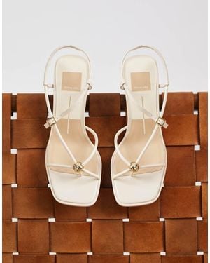 Dolce Vita Mylee Strappy Mid Heel Sandals With Gold Hardware - Brown
