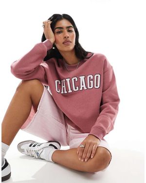 Daisy Street Sudadera Con Estampado Gráfico "Chicago" De -Rosa - Rojo