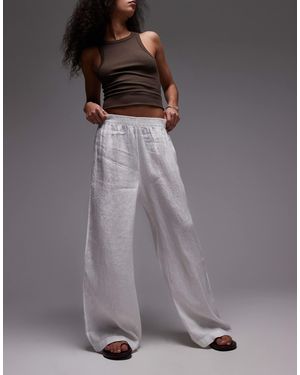 ARKET Pure Linen Palazzo Pants With Pull-on Waist - Grey