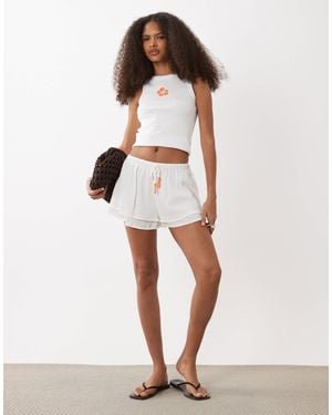 Mango Teen Ruffle Tie Waist Short - White
