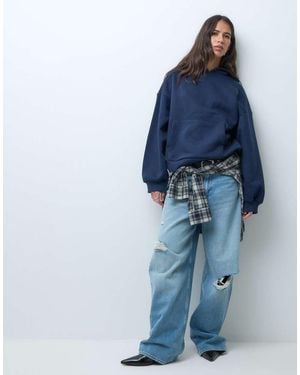 ASOS Premium 500gsm Hoodie With Balloon Sleeve - Blue