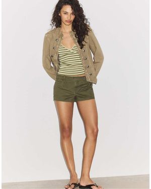 Stradivarius Double-button Mini Shorts - Green