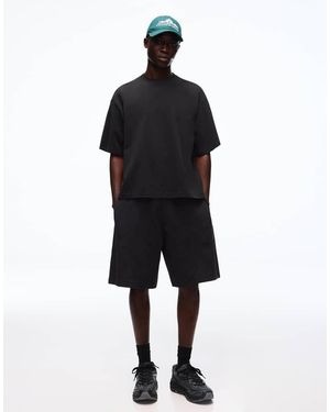 Bershka Interlock Bermuda Shorts - Black