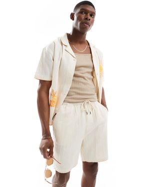 Native Youth Mid Length Shorts With Embroidered Trim - White