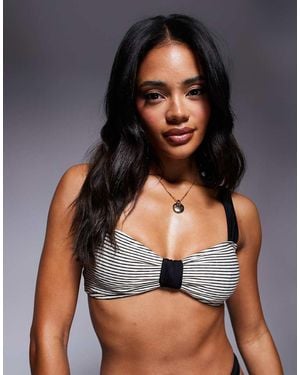 Moda Minx Textured Bikini Top With Contrast Straps - Multicolour
