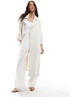 Stradivarius – trenchcoat - Weiß