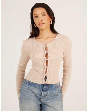 Brave Soul – gerippte, langärmlige strickjacke - Blau