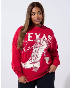 Yours Clothing Texas Graphic Sweatshirt - Red