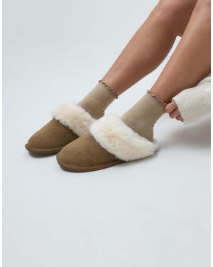 ASOS Zeus Premium Pantoffels Van Schapenvacht - Naturel