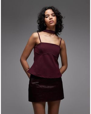 ASOS Slinky Twill Curved Bust Cami Top - Purple