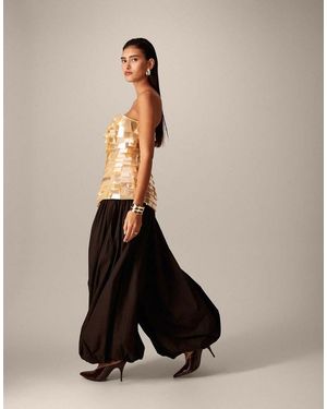 ARRANGE Waist Seam Detail Balloon Cuffed Trousers - Natural