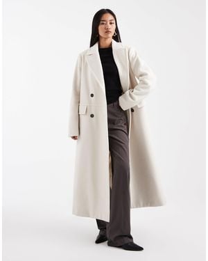 4th & Reckless Manteau long habillé structuré en imitation laine à boutonnage croisé - crème - Blanc