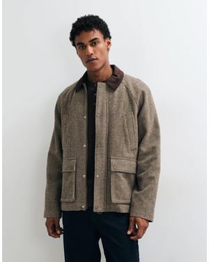 Jack & Jones Double Pocket Barn Jacket With Corduroy Collar - Brown