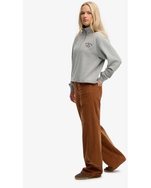 Superdry Mid Waist Baggy Mini Cord Trousers - White