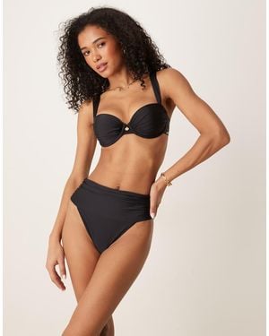 Boux Avenue Ferrara Shiny Ruched Balconette Bikini Top - Brown