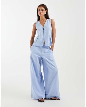 Aware Pantalones Azul Claro De Corte Suelto De Tejido Texturizado (Parte De Un Conjunto)
