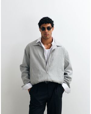 ASOS Striped Harrington Jacket - Gray
