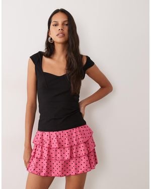 Miss Selfridge Mini-rara-skort als kombiteil mit pinkem polka-dot-muster
