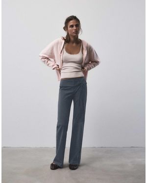 Pull&Bear Gestreifte schlaghose mit gürtel - Grau