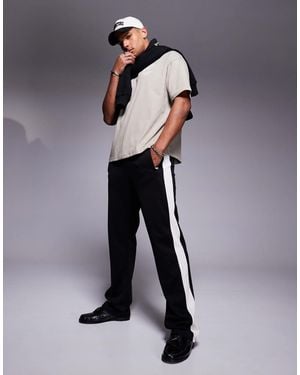 Faded Store Wide Leg Contrast Side Stripe sweatpants - Gray