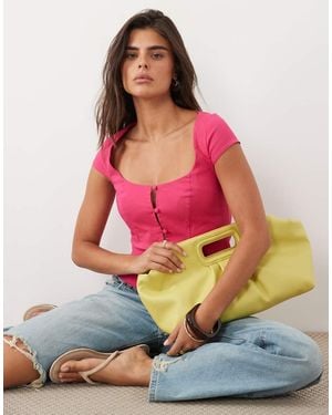 ASOS Top Met Knoopsluiting En Kapmouwen - Grijs