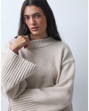 Monki Relaxed Crew Neck Sweater - Grey