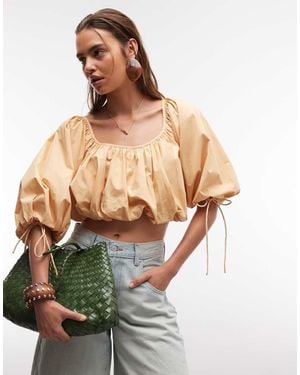 ASOS Puff Sleeve Cropped Top - Orange