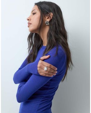 ARKET Trui Van Zuivere Wol Met Lange Mouwen En Ribstructuur - Blauw