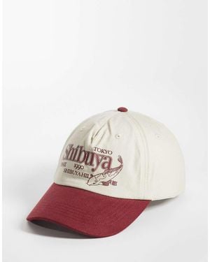 ASOS Printed Graphic Contrast Peak Cap - Red