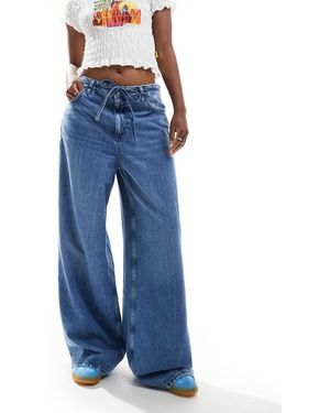 Mango Jeans Met Rechte Pijpen En Gestrikte Taille - Blauw