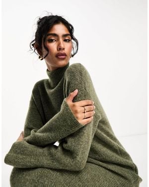 SELECTED Femme High Neck Knitted Maxi Dress - Green