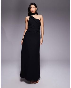 TFNC London One Shoulder Scarf Neck Maxi Dress - Blue