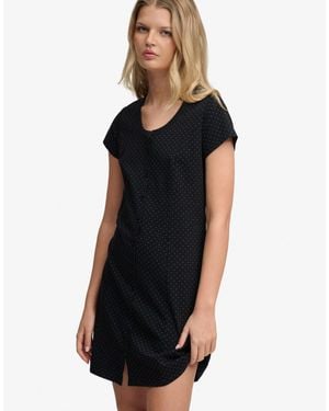 Superdry – kurzärmliges minikleid - Schwarz