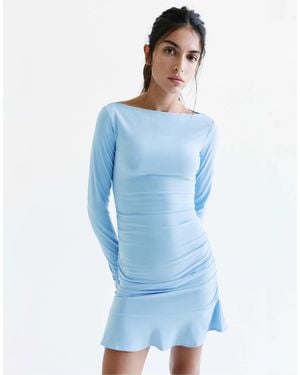 Pull&Bear Kurzes kleid mit raffungen - Blau