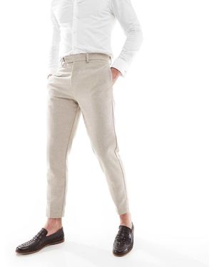 ASOS Pantalones De Traje Color Camel De Corte Tapered De Tejido Entramado De Mezcla De Lana De -Neutro - Blanco