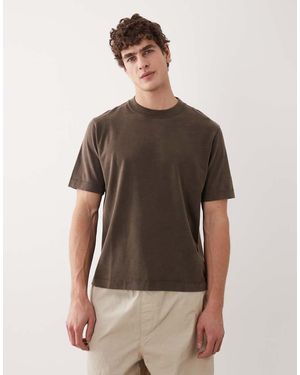 Abercrombie & Fitch T-Shirt Premium Pesante Slavato - Marrone