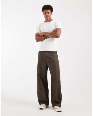 ASOS Vaqueros Crudo De Corte Barrel-Verde - Blanco