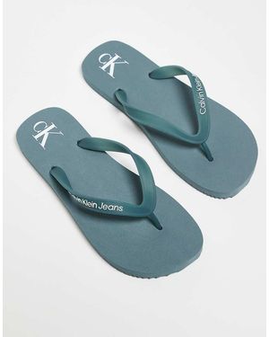 Calvin Klein Teenslippers Met Logo - Blauw