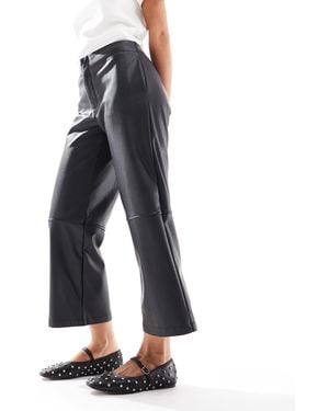 ASOS Asos Design Petite Faux Leather Cropped Pants - Blue