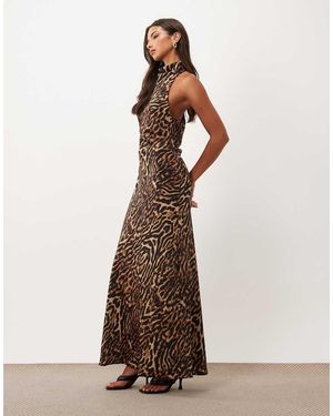 ASOS Halter Satin Maxi Dress - Brown