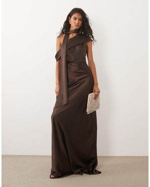 Six Stories – bridesmaid – satin-maxikleid - Braun
