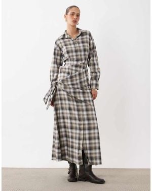 ASOS Midi Shirt With Scarf Wrap - White