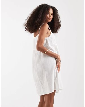 ONLY Cotton Mini Dress With Lace Detail - White