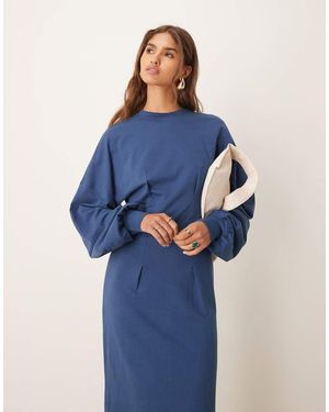 ASOS Waisted Sweat Midi Dress - Blue