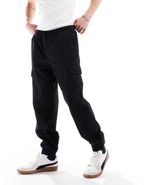 New Look Pantaloni Cargo Neri Con Fondo Elasticizzato - Nero