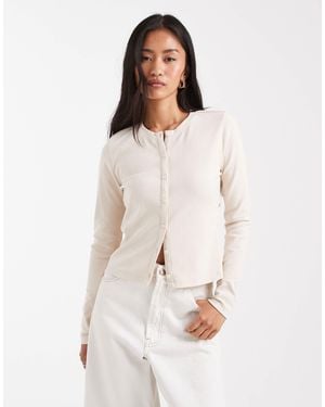 Threadbare Top boutonné à manches longues en jersey - crème - Blanc