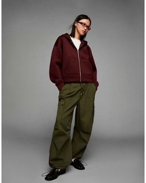 Bershka Parachute Cargo Trousers - Green