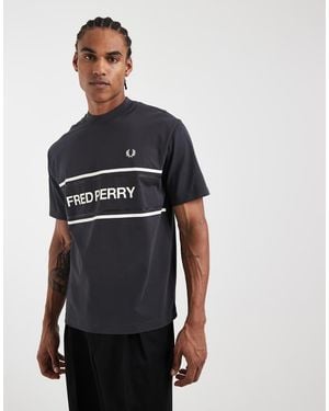 Fred Perry Text Logo Graphic T-Shirt - Grey